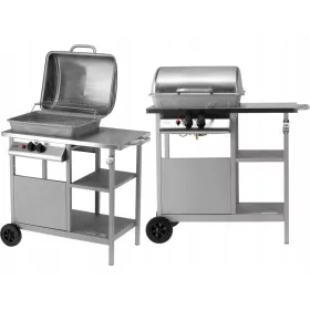    GRIGLIA DA GIARDINO A GAS LUND IN ACCIAIO INOX 2 BRUCIATORI 5,5 KW GRIGLIA CROMATA