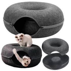    Cuccia per gatti Okazeo, sfumature di grigio, rotonda, 50 cm x 50 cm