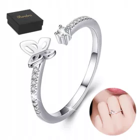    Anello in argento 925 Farfalla in argento Anelli regolabili da donna in argento