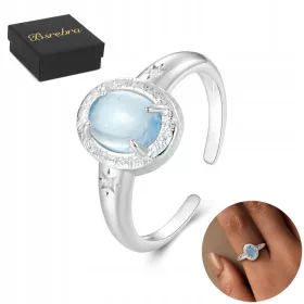    Anello in argento 925 Anelli in argento acquamarina Argento regolabile