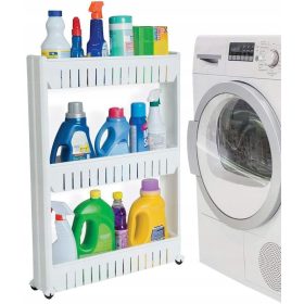    Mensola da bagno su ruote Gockowiak 12,5 x 54 x 71 cm bianco