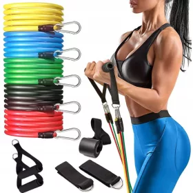    DrFit Set di 5 fasce di resistenza per riabilitazione con accessori