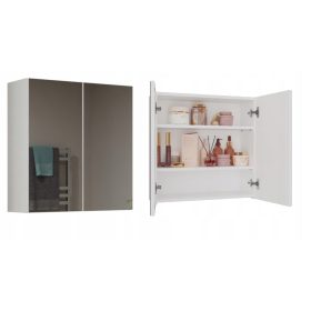    MOBILE BAGNO SOSPESO CON SPECCHIO SOPRA LAVABO POLA 2DL 2 ANTE, BIANCO