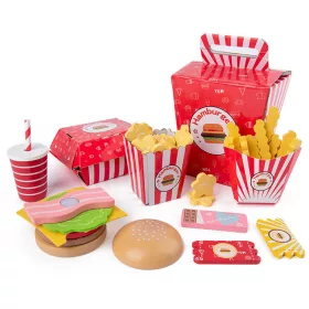    HAMBURGER IN LEGNO FASTFOOD HAPPYMEAL GRANDE SET divertente in cucina
