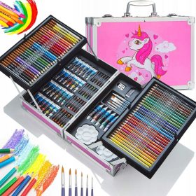  SET ARTISTICO PER PITTURA 145 pz, pennarelli in plastica, pastelli, colori, valigetta