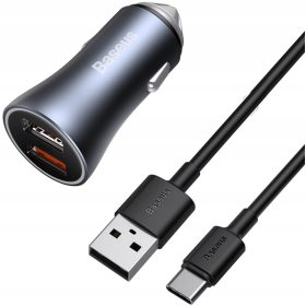    CARICABATTERIA VELOCE DA AUTO BASEUS ALIMENTATORE USB 2XUSB 40W + CAVO USB-C 1M