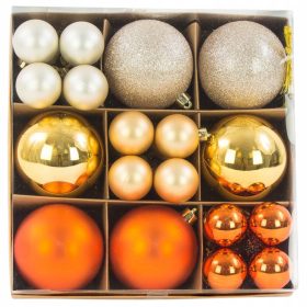    Palle di Natale infrangibili per albero di Natale 4 cm e 8 cm 30 pezzi, mix arancione-oro