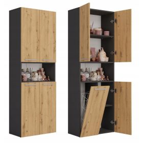   MOBILE LIBRERIA 60 MONTANTI NEL DK 1K CESTO ROVERE ARTIGIANALE ANTRACITE
