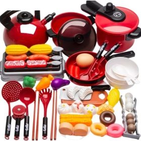    51pz ACCESSORI CUCINA PENTOLE PIATTI PER BAMBINI giochi di ruolo