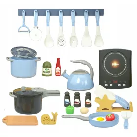    Set cucina grande per bambini, pentole, stoviglie, piano cottura a induzione, 31 pezzi W035