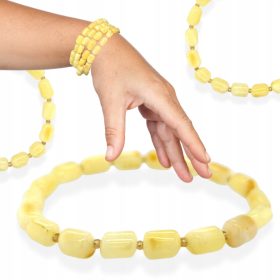    Bracciale AMBRA su elastico, pellicola in ambra baltica lattiginosa