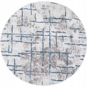    TAPPETO ROTONDO MODERNO PER SOGGIORNO, CAMERA DA LETTO ANTISCIVOLO, 120CM, GRIGIO