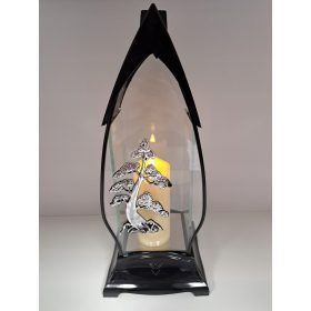  candela candele cappella nera con nastro specchio 37