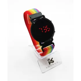   Orologio digitale a LED da donna in tessuto con strisce arcobaleno, orologio da gioventù
