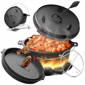    PENTOLA DA CACCIA IN GHISA PENTOLA UNGHERESE PER STUFA FUOCO DA CAMPO GRILL 13,6L