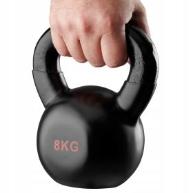    KETTLEBELL 8kg GHISA Manubrio Palla Fitness Peso Gommato Nero
