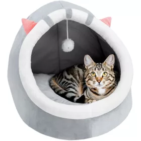    ZWIERZOPASJA casetta per gatti sfumature di grigio rotonda 48 cm x 42 cm x 38 cm