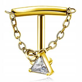    ORECCHINO LABRET IN ORO TITANIO CON CATENA HELIX ZIRCONI 1.2/6