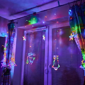  Luci per tende a renna a LED 2,5 m 138 LED multicolori