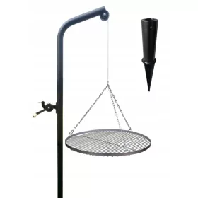    Treppiede per griglia da giardino, gru da falò con maniglia, braccio 60 in acciaio inox
