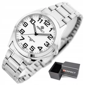    Orologio da uomo perfetto WILSON argento, numeri leggibili + SCATOLA + INCISIONE