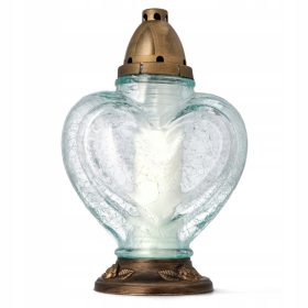   Znicz Szklany SERCE z Szkła Mrożonego - Symbol Miłości i Pamięci