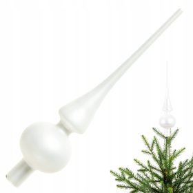    Puntale per albero di Natale in vetro Punto bianco freddo - 26 cm