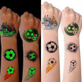    TATUAGGI PER BAMBINI TIFOSI PER BAMBINI CALCIO GLOW IN THE DARK 10 FOGLI