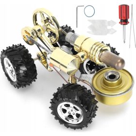  Un modello in movimento di un motore Stirling, metallo, oro