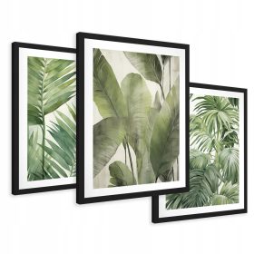   Set di Quadri con Stampa di Foglie Tropicali per Arredamento Moderno Ed Elegante