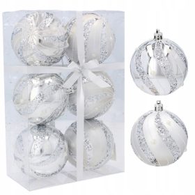    Sfera decorata, Sfera liscia, Sfera riflettente, mix di disegni 8 cm, 6 pz.