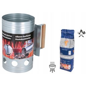    GRANDE CAMINO PER GRIGLIA ARGENTO PER ACCENDERE LA GRIGLIA + SACCHETTO CARBONE DA 3 KG