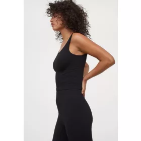    Maglietta intima a costine corta corta H&M da allenamento nera