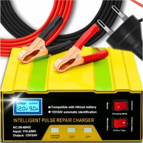    CARICABATTERIE DA AUTO RIPARAZIONE A IMPULSI INTELLIGENTI 12V 24V