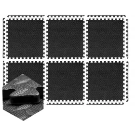    TAPPETO PUZZLE PAVIMENTO PER ATTREZZATURE DA PALESTRA, GOMMA SPESSORE, 6 PZ
