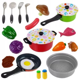    Set da cucina grande da 24 pezzi, pentole da cucina per bambini, cucchiai per padelle