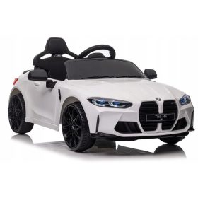    Auto a Batteria BMW M4 2X45 WATT Batteria 12V 14Ah Pelle Telecomando Bianco