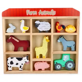  Statuine in legno Animali della fattoria 11 pz. Lelin