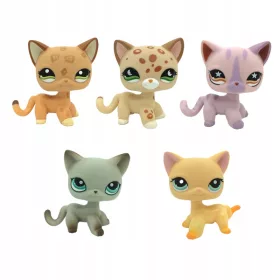    5 pezzi. BAMBOLE GATTO A PELO CORTO LPS LITTLEST PET SHOP KITTY