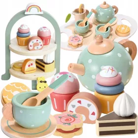    SERVIZIO PER BAMBINI XXL SERVIZIO TÈ IN LEGNO tazze caffè biscotti