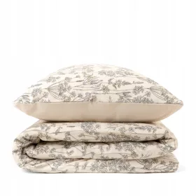   Set Biancheria da Letto POSSA in Cotone Beige | Design Floreale Elegante 200x220 cm