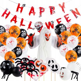    SET DECORAZIONE HALLOWEEN GHIRLANDA PALLONCINI TOVAGLIA FANTASMA RAGNI DECORAZIONI MUFFIN