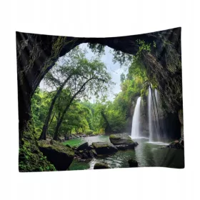    . Cascata per finestra con arazzo appeso a parete stampato in 3D digitale_200x150 cm