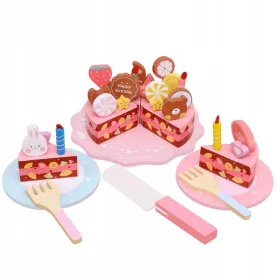    Torta di Compleanno in Legno per Taglio Torta su Magneti per Bambini 48 pz
