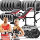  SET BODYBUILDING 156kg SET ESERCIZI PANCA BILANCIERE Manubri 33 pezzi.