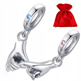    H216 Mani giunte degli innamorati, charm in argento, pendente con perline in argento 925