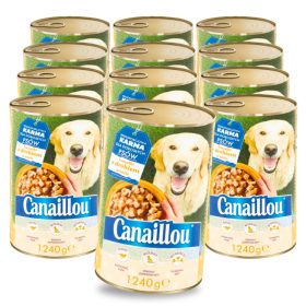    SET DI ALIMENTI UMIDI LATTINE, SCATOLE DI POLLAME, PEZZI IN SALSA PER CANI 12X1240G