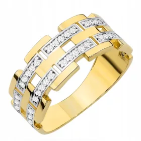    ANELLO IN ORO, ANELLO NUZIALE, pr. 333 Zirconi a segmenti larghi 8k, anno 11