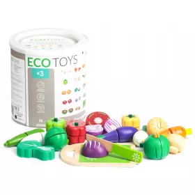    SET TAGLIO VERDURE IN LEGNO PER BAMBINI 20 PEZZI COLTELLO DA TAVOLO VELCRO