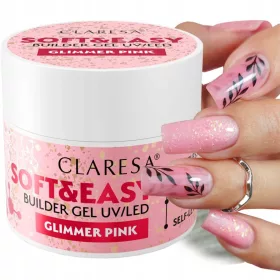    CLARESA GEL DA COSTRUZIONE SOFT & EASY CON TICSOTROPIA CON PARTICELLE ROSA GLIMMER 45 g